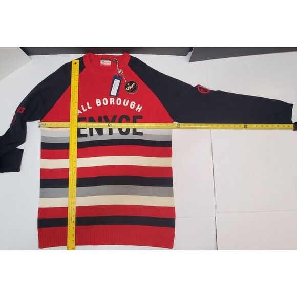 Vintage Y2K Enyce Hip Hop Rap Knit Sweater Mens L Red Striped Crew Neck Pullover - Picture 4 of 9